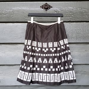MAX MARA Weekend Aztec Applique Pleated Skirt sz 6